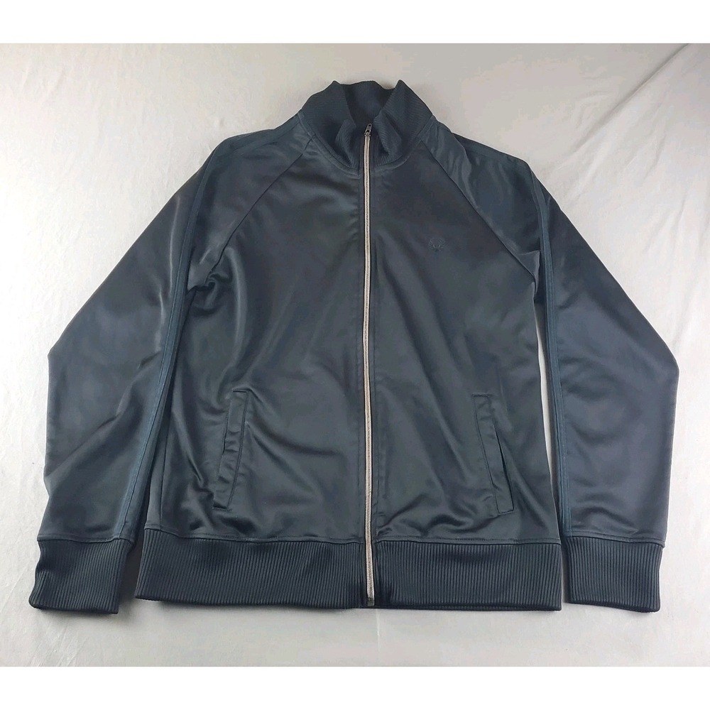 Y2K Fred Perry Mens Medium M Black Track Jacket Full Zip